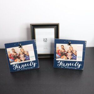 New 3pc "Family" Rustic Wall Mount or Freestanding Single Photo Frames 5x7 & 4x6